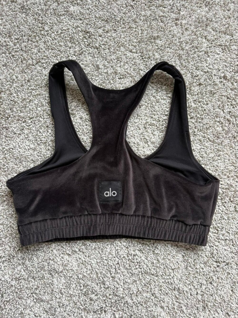 Alo velour Black sport bra women's S LIke New - Picture 2 of 5